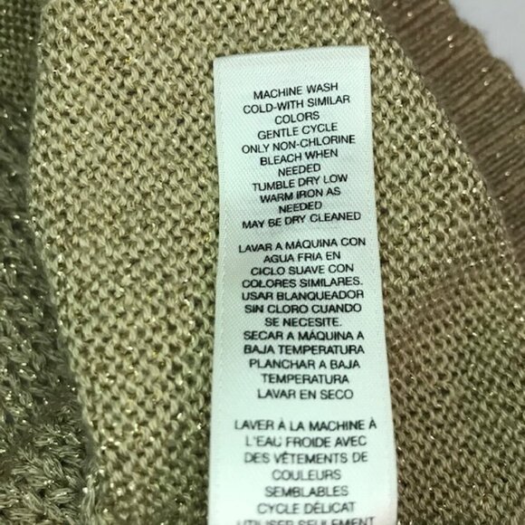 Women's Chico's Gold Open Knit V-Neck Long Sleeve Sweater Size 2 - Picture 6 of 10